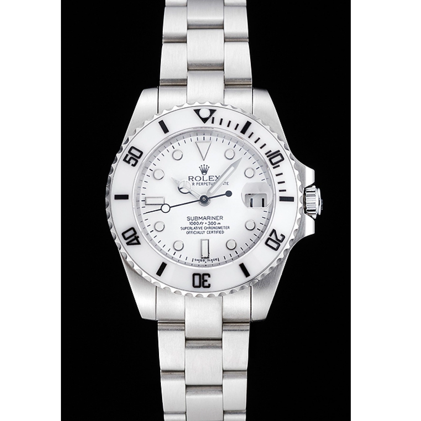 Aaa replica watch Dial Rolex White Steel Submariner Stainless Bracelet 1454152 0802
